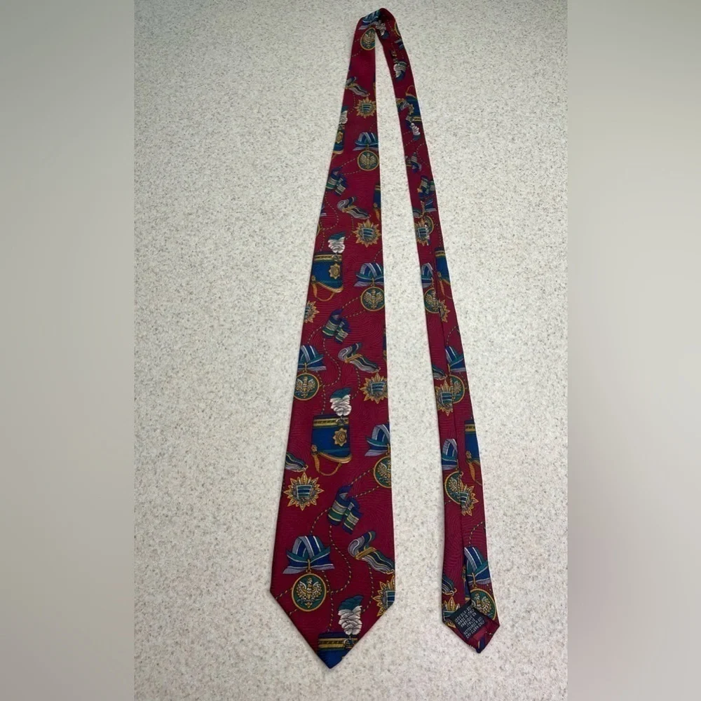 Primavera Italian Silk Tie Military Medal deep Red 57”